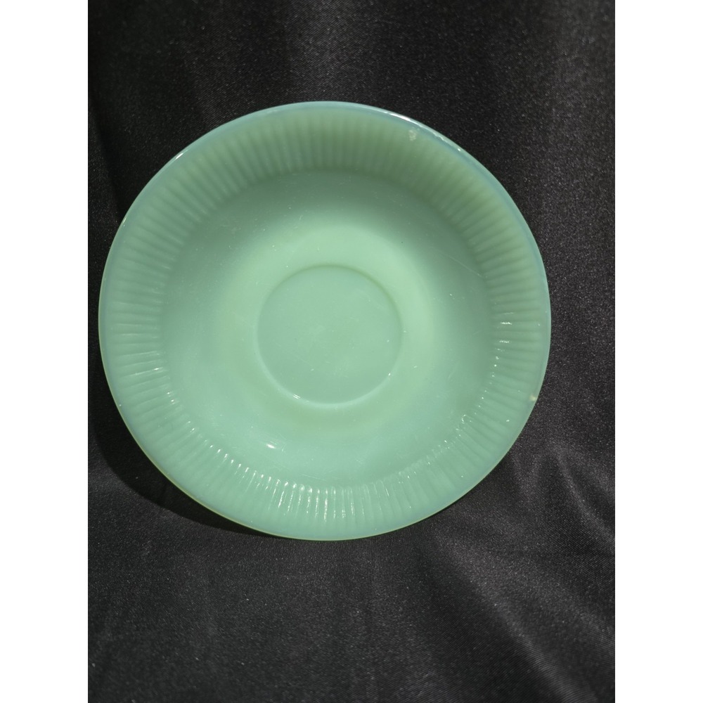 FIRE KING Vintage Jadeite Jane Ray Ribbed Saucers Green 5¾ Inches